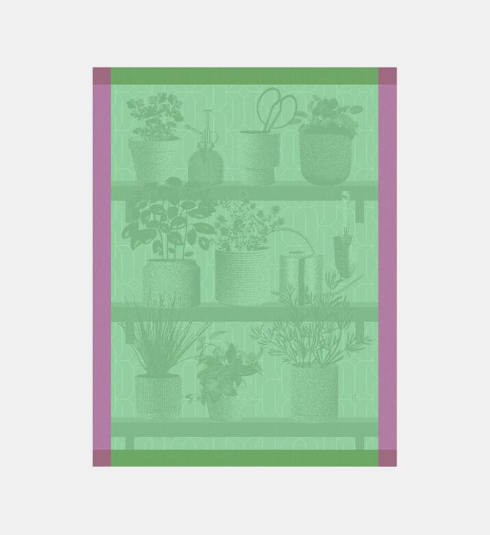 Jacquard Herbes Fraiches Cotton Tea Towel, Green, Packshot View