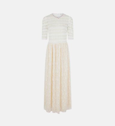 Puffed-sleeve Midi Dress