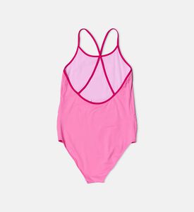 بدلة سباحة قطعة واحدة بطبعة شعار بخطوط متعرجة