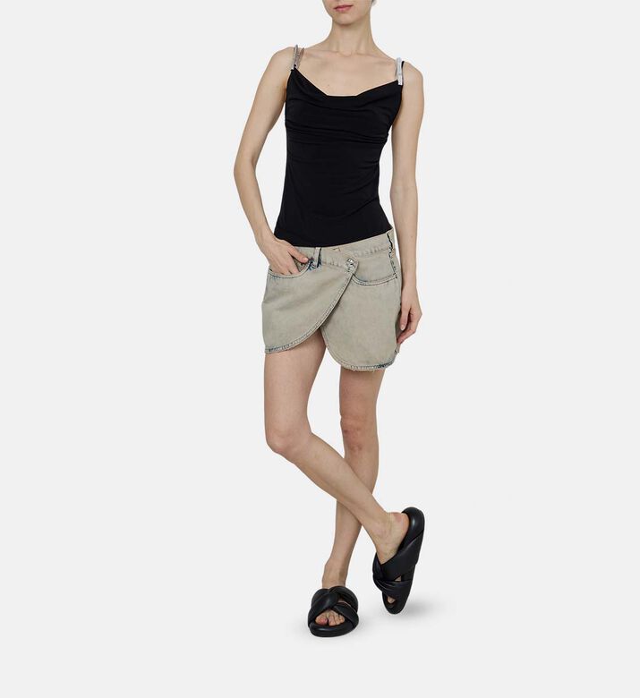 Sleeveless Draped Cowl-neck Top