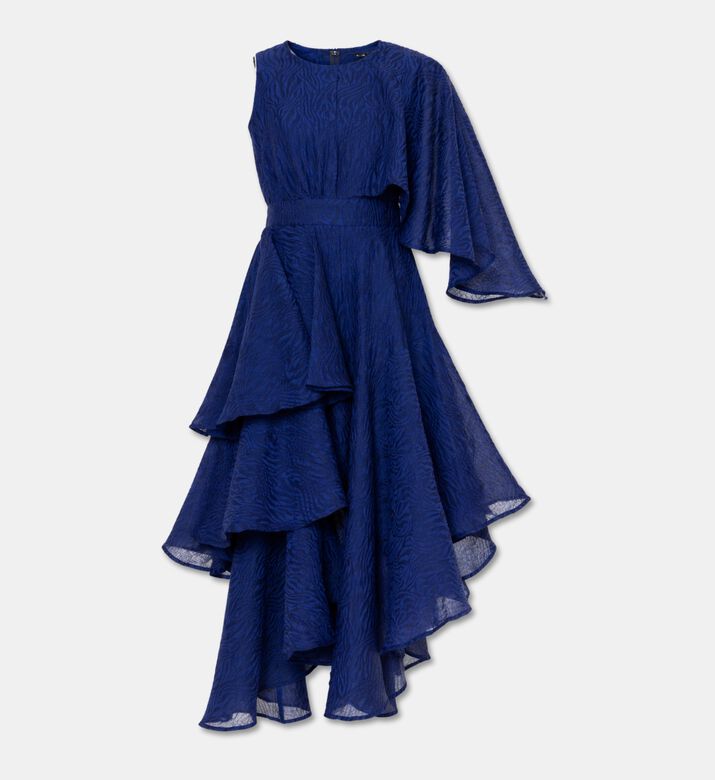 Poca and Poca Asymmetric Ruffle Midi Dress, Packshot View