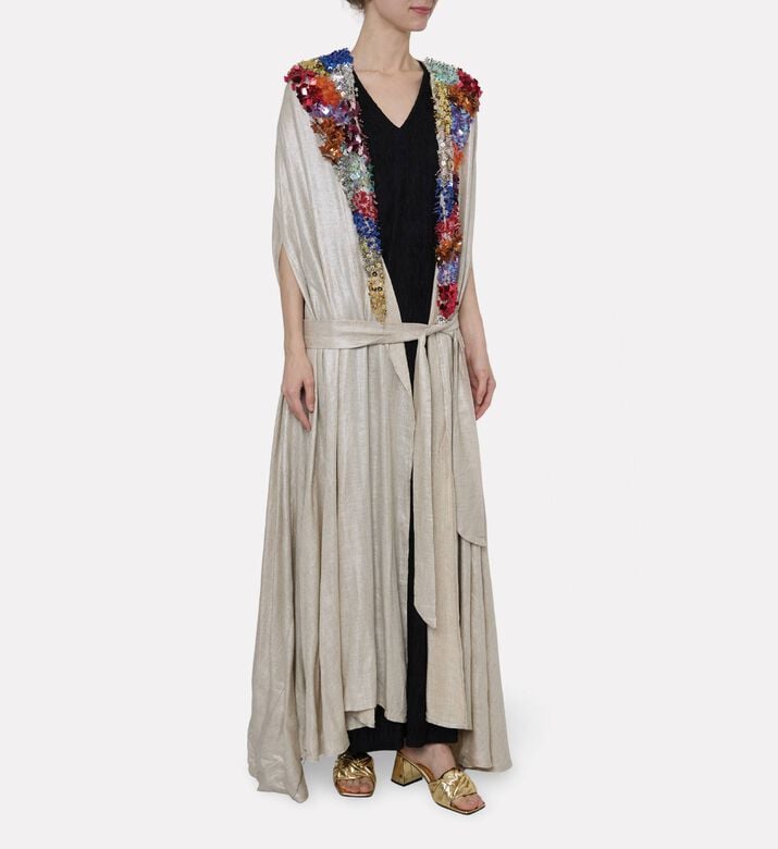 Dalia Al Azem Floral Sequins Belted Abaya, Model View