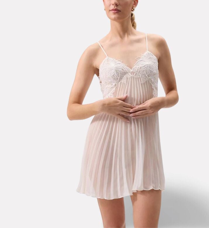 Rya Delight Floral-embroidery Chemise, Model View