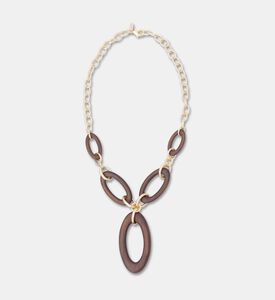 Luisa Spagnoli Nolente Wood Gold-tone Linked Necklace, Packshot View