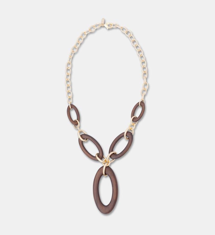 Luisa Spagnoli Nolente Wood Gold-tone Linked Necklace, Packshot View