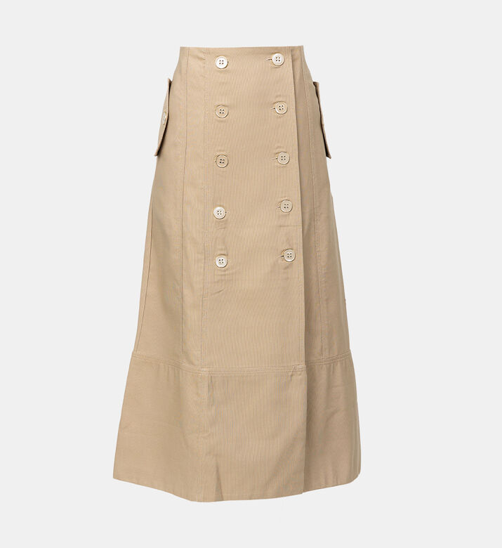 Yoked Buttoned Midi Skirt