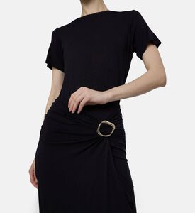 Ba and Sh Draped Buckle Midi Dress, Model View