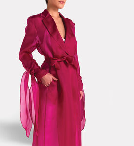 Savanna Silk Organza Summer Coat, Fuchsia, S-m, Model View
