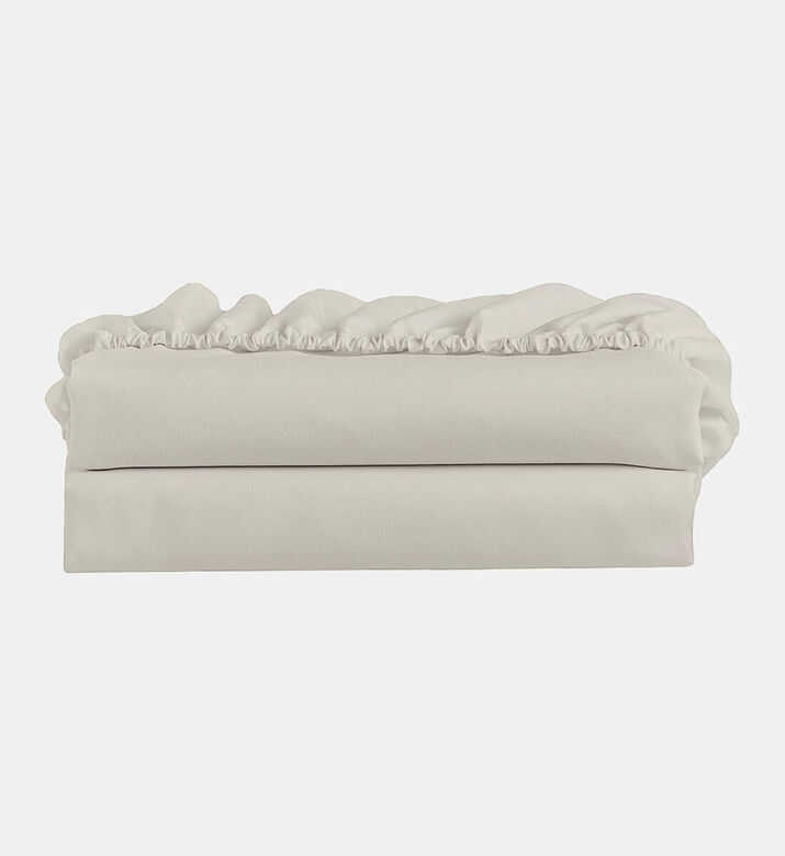 Home Deco and More Lima Cotton Sateen Fitted Sheet, Beige, 100x200x30-cm, Packshot View