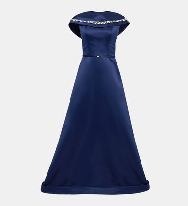 Satin Stone-embroidery Gown