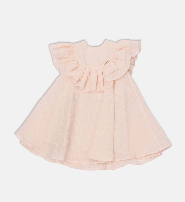 فستان قطن واسع بطبقات مكشكشة