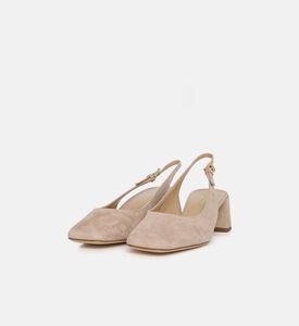 Suede Slingback Mid-heel Pumps