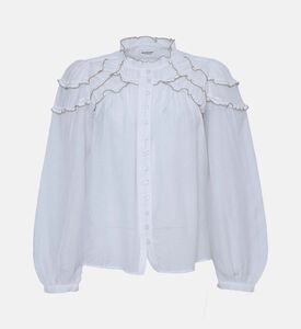 بلوزة طويلة الأكمام بتفاصيل مكشكشة