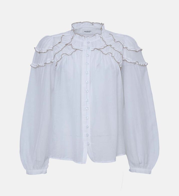 بلوزة طويلة الأكمام بتفاصيل مكشكشة