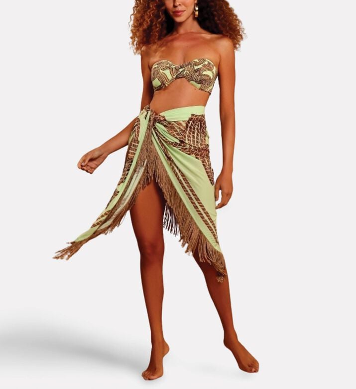 Karla Vivian Rope Pattern Fringed Scarf, Model View