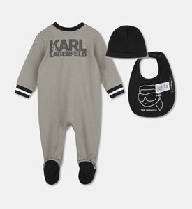 Karl Lagerfeld Logo-trim Sleepsuit, Bib  Beanie Set, Packshot View