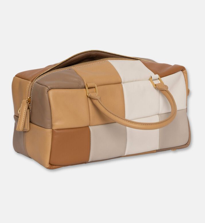 Mlouye Grid Leather Quilted Pattern Bag, Off-white, Packshot View