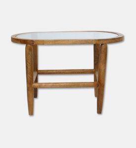 Home Deco and More Oval-shape Capsule-top Table, Light-brown, 43x37-cm, Packshot View