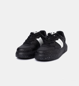 Splash-effect Lace-up Leather Sneakers