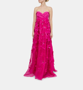 Flower-applique Maxi Gown