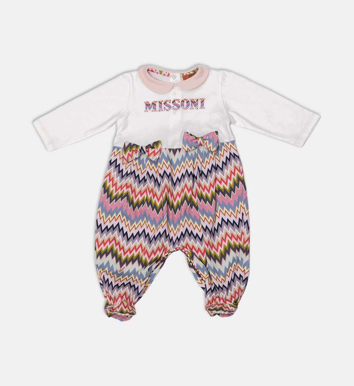 Logo-print Zigzag Bottoms Long-sleeve Romper