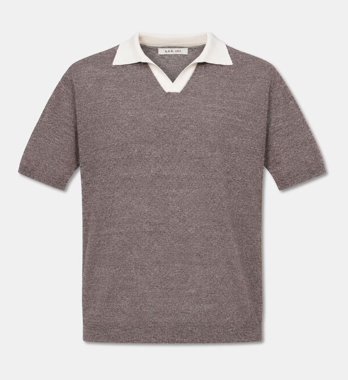 L.B.M Contrast-collar Knit Polo Shirt, Packshot View