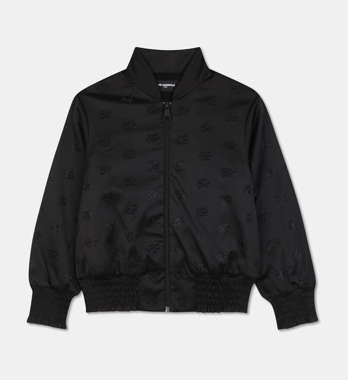 Karl Lagerfeld Embellished Zip Jacket With Smocked Cuffs, Packshot View