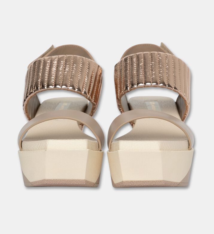 UN United Nude Sheep Cow Leather High Wedge Heel Sandals, Beige, Eu-36, Packshot View