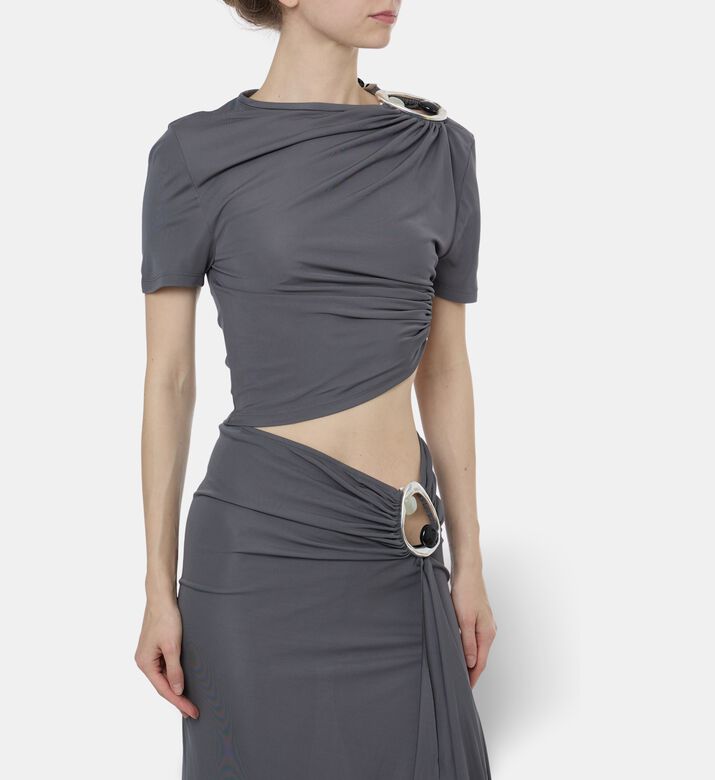 Christopher Esber Sculptural Hardware Ruched Dress, Model View