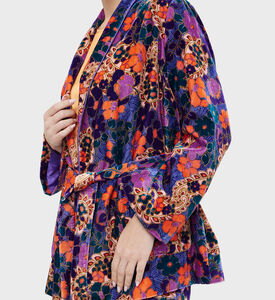 Velour Printed Kimono Jacket Velour Printed Kimono Jacket