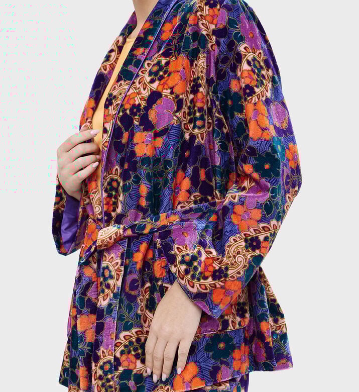 Velour Printed Kimono Jacket Velour Printed Kimono Jacket