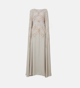 فستان طويل بأكمام طويلة مزين