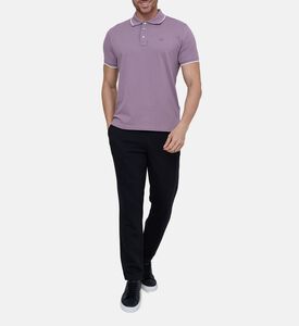 قميص بولو قطن بحواف متباينة