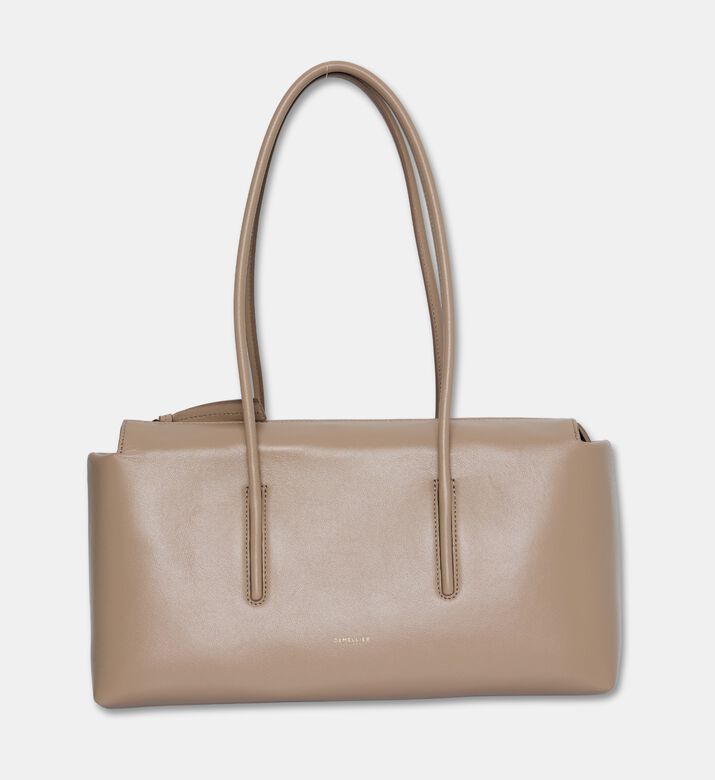 Demellier Slim Shoulder Tote Bag, Taupe, Packshot View