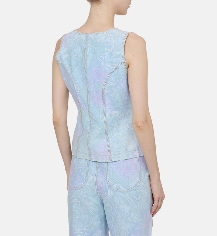 Fairouz Printed Denim Vest