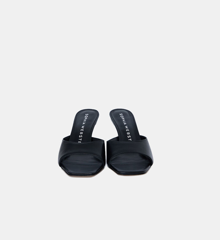 حذاء بيرلا مفتوح من خلف بكعب متوسط جلد