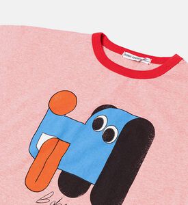 Bobo Choses Abstract Dog-print Contrast Ribbed Collar Short-sleeve T-shirt, Packshot View Bobo Choses Abstract Dog-print Contrast Ribbed Collar Short-sleeve T-shirt, Packshot View