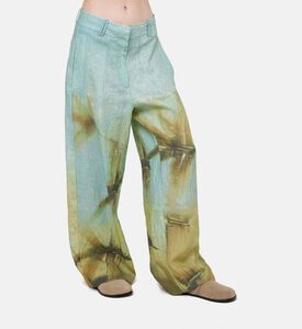 بنطال كتان بطبعة طبيعة