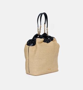 Ruched Raffia Tote Bag