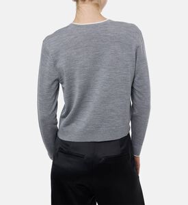 Ba and Sh Begona Embroidered Logo Long-sleeve Cardigan, Light-grey, M, Model View