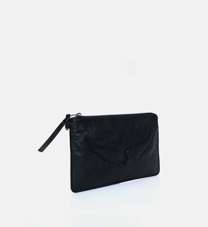 Zadig et Voltaire Leather Metallic Accents Clutch, Packshot View