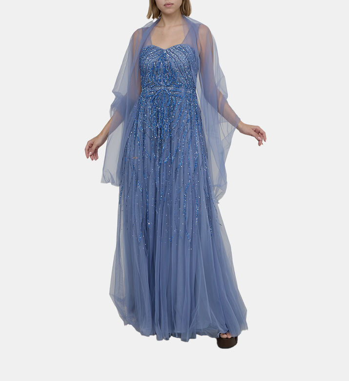 Scarf Sequin Embellished Dress