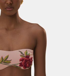 Rose Beaded Strapless Bikini Top