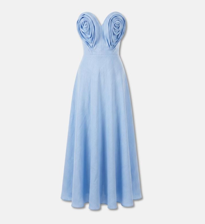 Savanna Linen Draped Sweetheart Dress, Packshot View