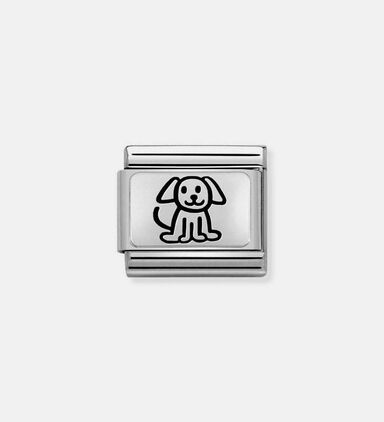 Composable Classic Link Oxidised Silver Puppy Charm