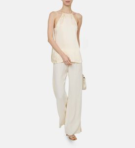 بلوزة ساتان مخططة بأشرطة رفيعة