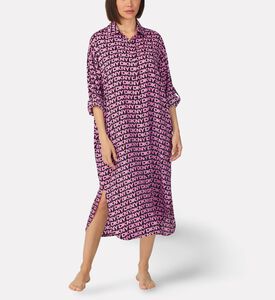 DKNY Printed Button Maxi Sleepshirt, Model View