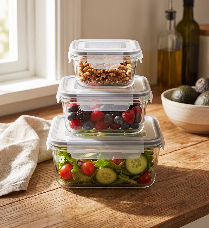 Home Deco and More Glass Storage Containers 3-piece Set, Packshot View
