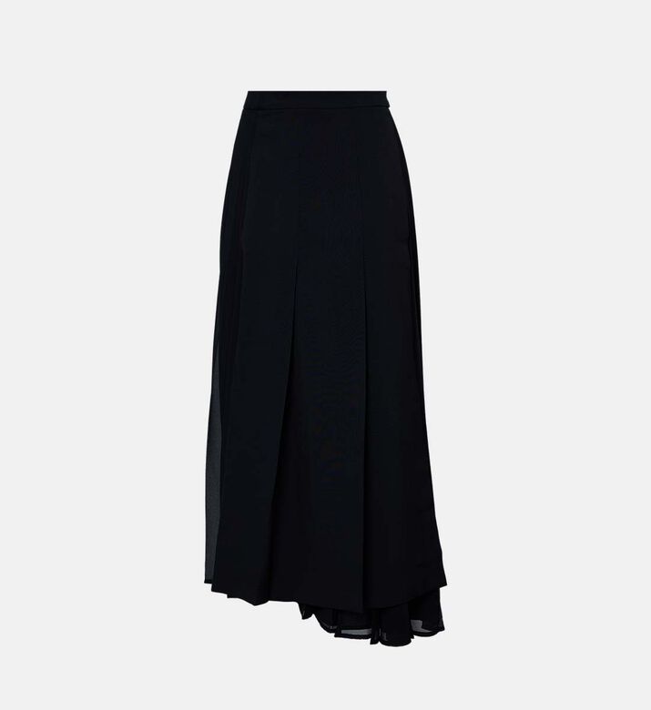 Wrap Midi Pleated Skirt