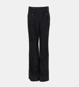 Tweed Gold Buttons Flared Trousers